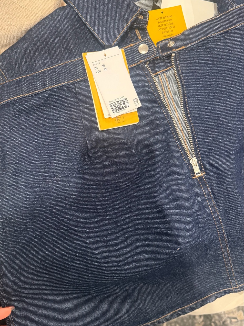H&M Dark Blue Denim Mini Skirt with Front Zip